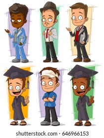 Cartoon Happy College Student And Teacher Character Vector Set