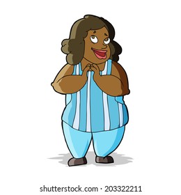cocinera feliz con dibujos animados