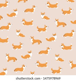 Cartoon happy corgi dog - simple trendy pattern with dogs. Flat vector illustration for prints, clothing, packaging and postcards.