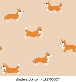 Cartoon happy corgi dog - simple trendy pattern with dogs. Flat vector illustration for prints, clothing, packaging and postcards.