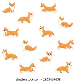 Cartoon happy corgi dog - simple trendy pattern with dogs. Flat vector illustration for prints, clothing, packaging and postcards.