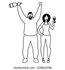 cartoon happy couple