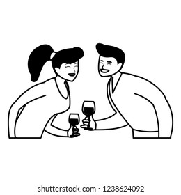 cartoon happy couple