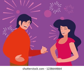 cartoon happy couple