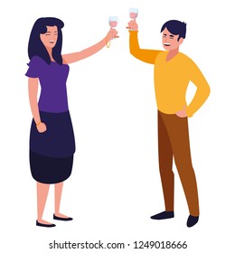 cartoon happy couple
