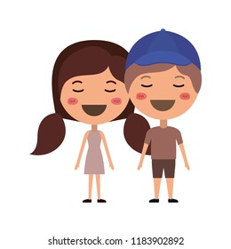 cartoon happy couple kawaii characters