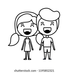 cartoon happy couple kawaii characters