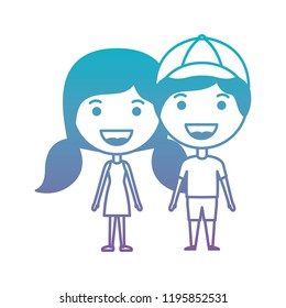 cartoon happy couple kawaii characters