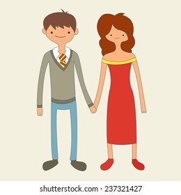 cartoon happy couple in love. vector illustration