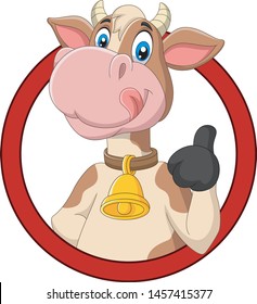 Cartoon happy cow giving thumb up