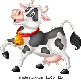 Cartoon happy cow isolated on white background