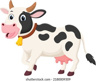 Cartoon happy cow isolated on white background