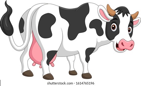 Cartoon happy cow posing isolated on white background