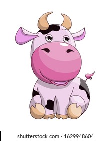 Cartoon happy cow posing isolated on white background