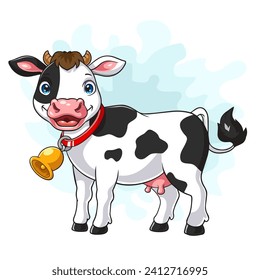 Cartoon happy cow is standing