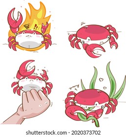 Cartoon Happy Crab Collection Set