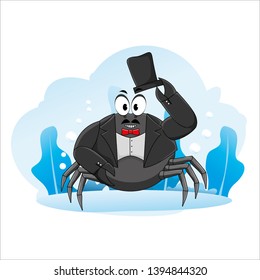 cartoon happy crab illustration vector