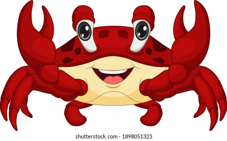 Cartoon happy crab isolated on white background