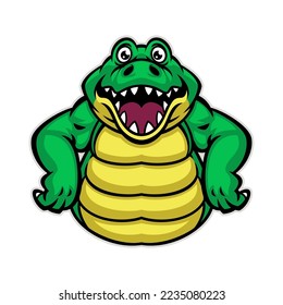 Cartoon Happy Crocodile Character with hands on hip