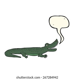 cartoon happy crocodile with speech bubble