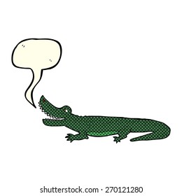 cartoon happy crocodile with speech bubble