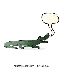 cartoon happy crocodile with speech bubble