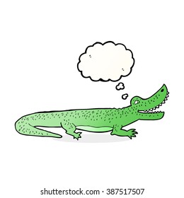 cartoon happy crocodile with thought bubble