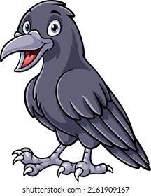 Cartoon happy crow on white background