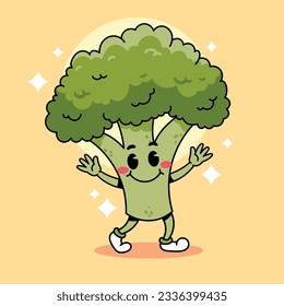 Cartoon happy cute broccoli vector