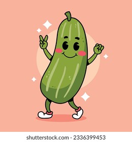 Caricatura feliz lindo vector pepino