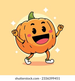 Cartoon happy cute pumpkin vector