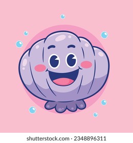 Cartoon happy cute shell vector