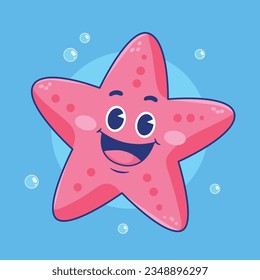Cartoon happy cute starfish vector