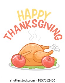 Cartoon happy cute thanksgiving turkey bird. Vector illustration isolated. Design for Thanksgiving Day