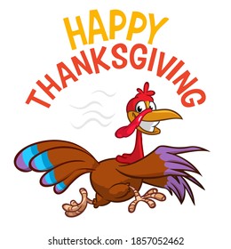 Cartoon happy cute thanksgiving turkey bird. Vector illustration isolated. Design for Thanksgiving Day