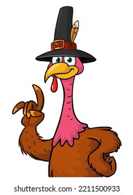 Cartoon glücklich süßer Thanksgiving Truthahn Vogel. Vektorgrafik einzeln. Design für den Erntedanktag skizziert