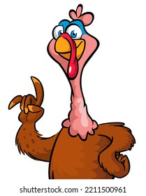 Cartoon happy cute thanksgiving turkey bird. Vector illustration isolated. Design for Thanksgiving Day outlined