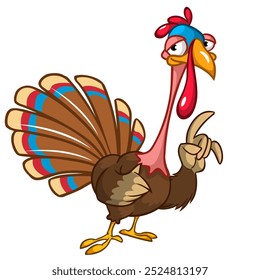 Cartoon happy cute thanksgiving turkey bird. Vector illustration isolated. Design for Thanksgiving Day