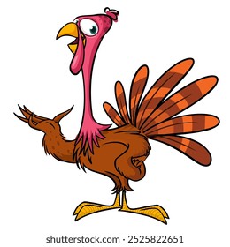 Cartoon glücklich niedlichen Thanksgiving Truthahn Vogel. Vektorgrafik einzeln. Design für Thanksgiving Day