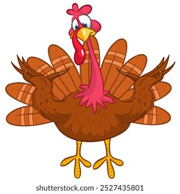 Cartoon happy cute thanksgiving turkey bird. Vector illustration isolated. Design for Thanksgiving Day