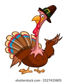 Cartoon happy cute thanksgiving turkey bird. Vector illustration isolated. Design for Thanksgiving Day