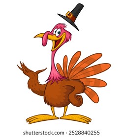 Cartoon happy cute thanksgiving turkey bird. Vector illustration isolated. Design for Thanksgiving Day