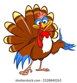 Cartoon happy cute thanksgiving turkey bird. Vector illustration isolated. Design for Thanksgiving Day