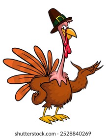 Cartoon happy cute thanksgiving turkey bird. Vector illustration isolated. Design for Thanksgiving Day