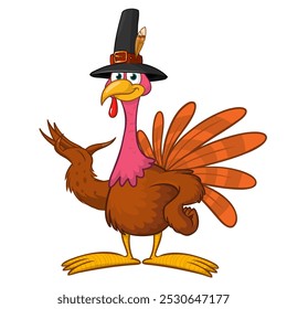 Cartoon happy cute thanksgiving turkey bird. Vector illustration isolated. Design for Thanksgiving Day