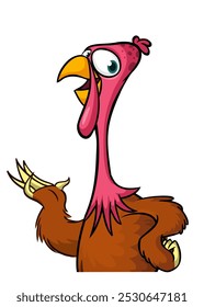 Cartoon happy cute thanksgiving turkey bird. Vector illustration isolated. Design for Thanksgiving Day