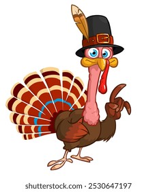 Cartoon happy cute thanksgiving turkey bird. Vector illustration isolated. Design for Thanksgiving Day