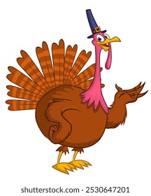 Cartoon happy cute thanksgiving turkey bird. Vector illustration isolated. Design for Thanksgiving Day