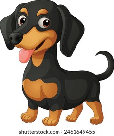 Caricatura feliz raza de perro Dachshund 