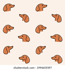 Cartoon happy dachshund - seamless trendy pattern with dogs in various poses. Flat vector illustration for prints, clothing, packaging and postcards.